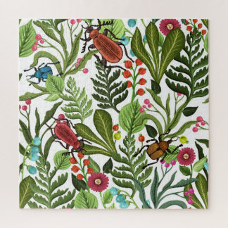 Decorative Plants and Insects: Seamless Design. Jigsaw Puzzle