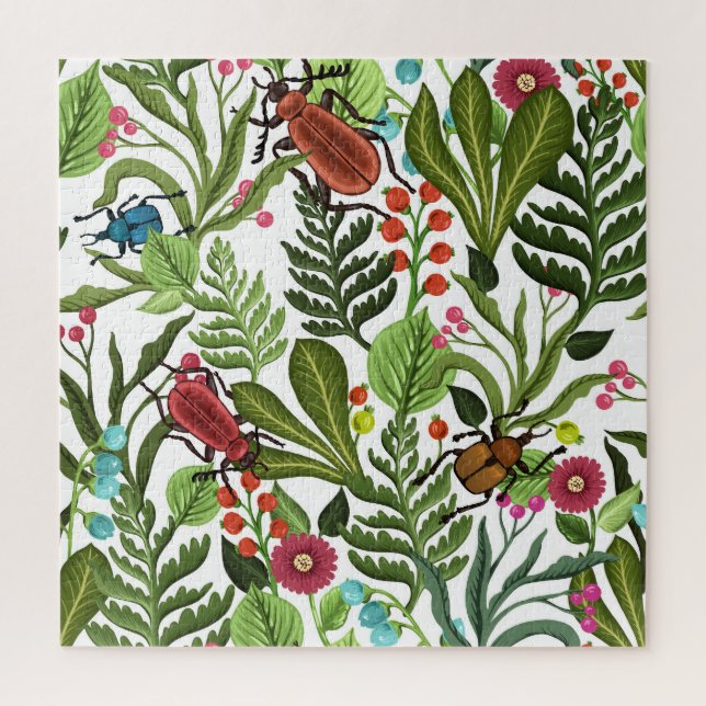 Decorative Plants and Insects: Seamless Design. Jigsaw Puzzle (Vertical)