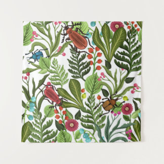 Decorative Plants and Insects: Seamless Design. Tapestry