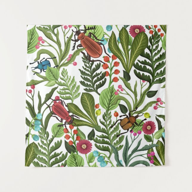 Decorative Plants and Insects: Seamless Design. Tapestry (Front)