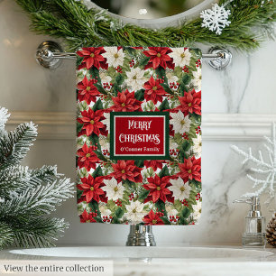 Decorative Poinsettia Towels Modern Holiday Look