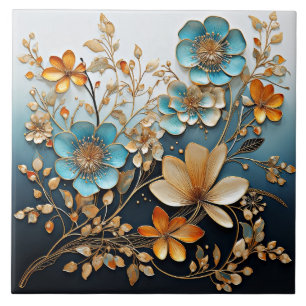 Decorative Porcelain-Look Flower Pattern Tile