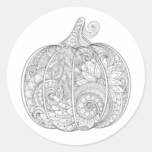 Decorative Pumpkin Doodle Classic Round Sticker
