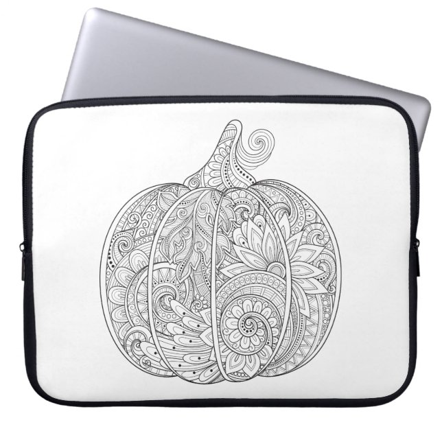 Decorative Pumpkin Doodle Laptop Sleeve (Front)