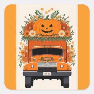 Decorative Pumpkin Square Stickers