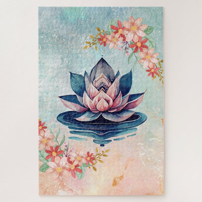 Decorative Purity – Pink Lotus Serenity Jigsaw Puzzle (Vertical)
