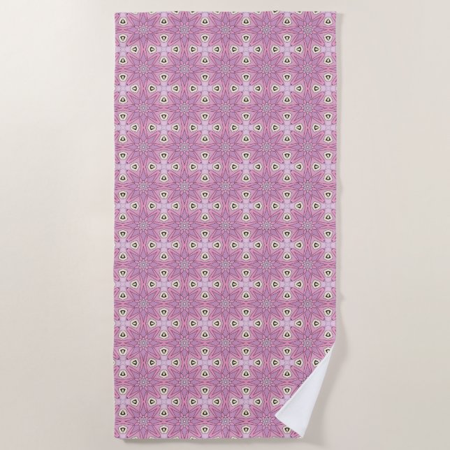 Decorative purple patterned  beach towel (Front)