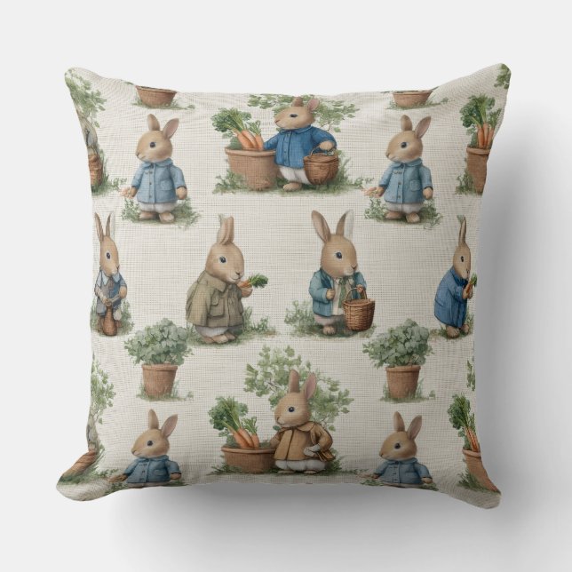 Decorative Rabbit Pattern Throw Pillow (Front)