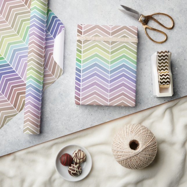 Decorative Rainbow and Textured Chevron Pattern Wrapping Paper (Crafts)