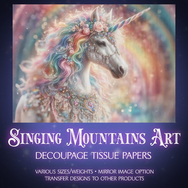 Decorative Rainbow Unicorn Art Craft Decoupage  Tissue Paper (Creator Uploaded)