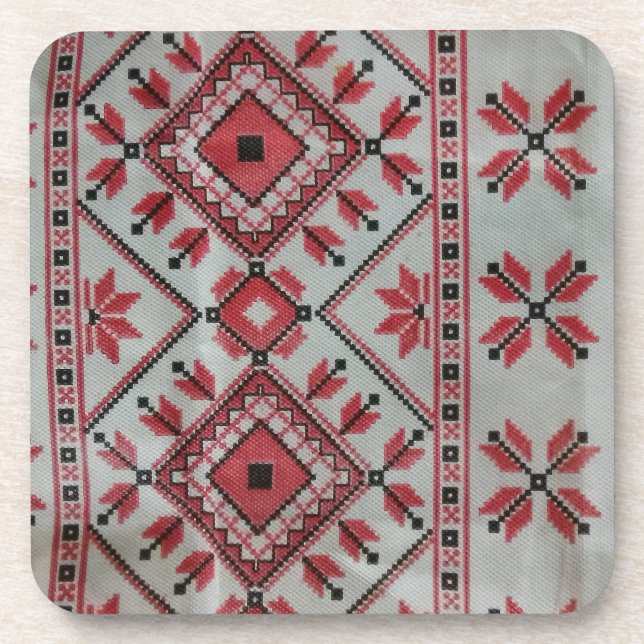 Decorative red and black coaster (Front)