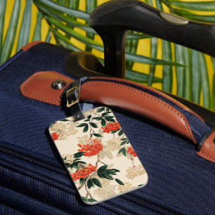 Decorative Red and White Berry Pattern Luggage Tag