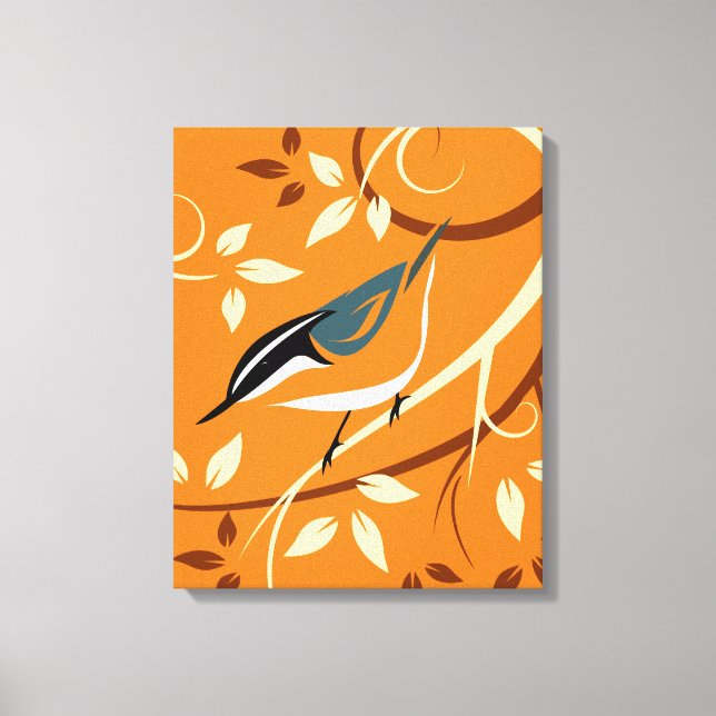 Decorative Red Brasted Nuthatch Canvas Print (Front)