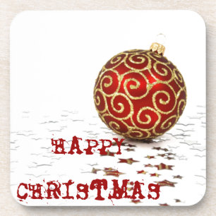 Decorative Red Christmas Balls Coaster