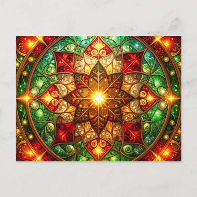 Decorative Red Green Christmas Holiday Postcard (Front)