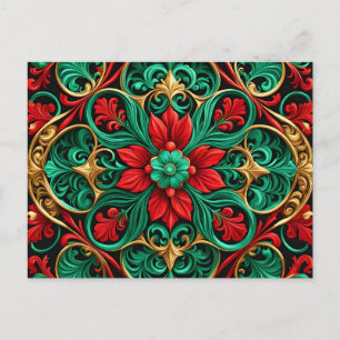 Decorative Red Green Christmas Holiday Postcard