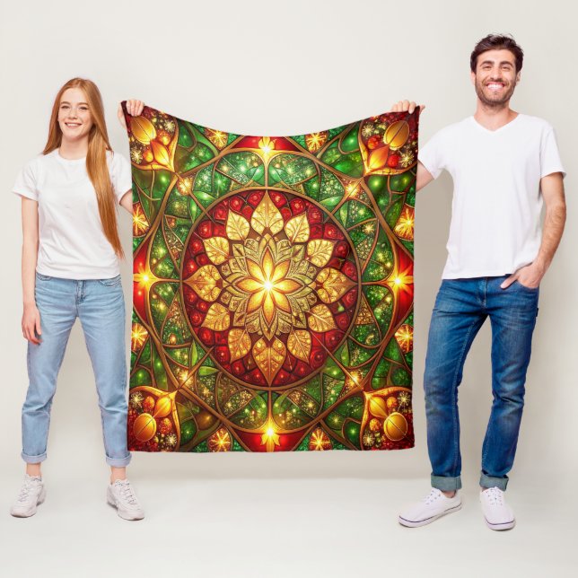 Decorative Red Green Fleece Blanket (In Situ)