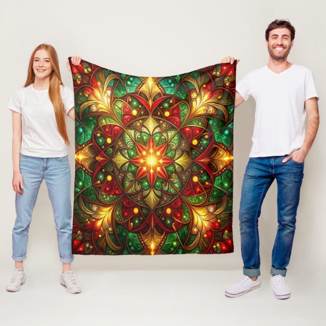 Decorative Red Green Fleece Blanket (In Situ)