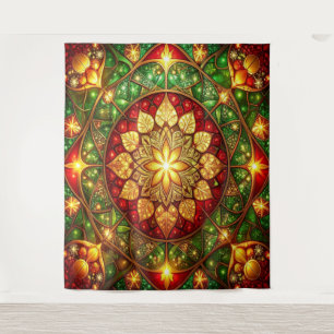 Decorative Red Green Holiday Backdrop Tapestry