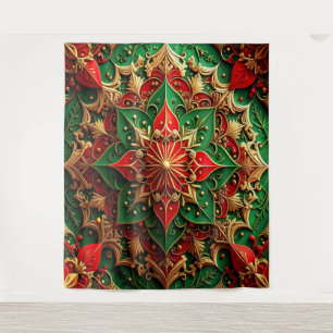 Decorative Red Green Holiday Backdrop Tapestry