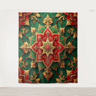 Decorative Red Green Holiday Backdrop Tapestry