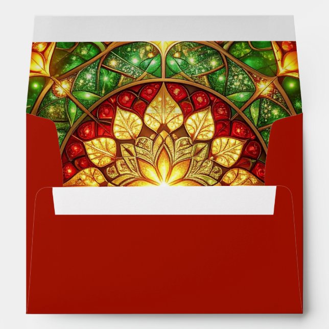 Decorative Red Green Holiday Envelope (Back (Bottom))