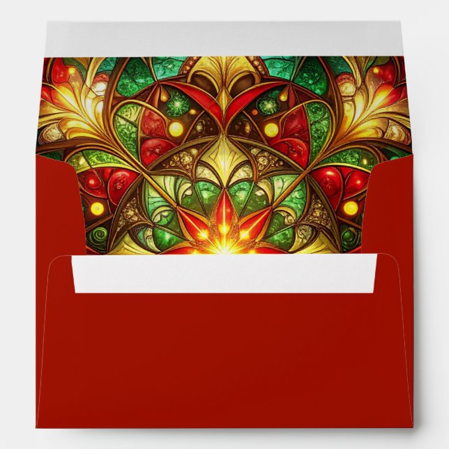 Decorative Red Green Holiday Envelope (Back (Bottom))