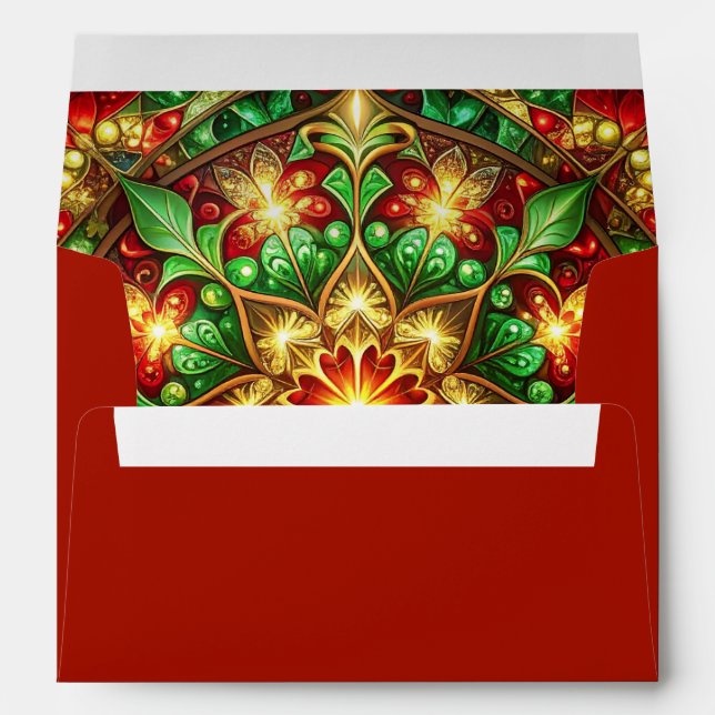 Decorative Red Green Holiday Envelope (Back (Bottom))