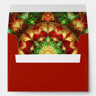 Decorative Red Green Holiday Envelope