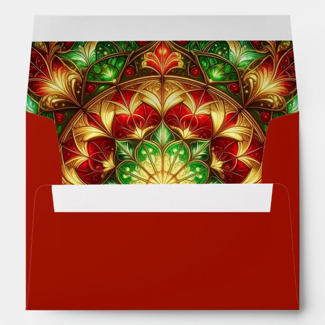 Decorative Red Green Holiday Envelope (Back (Bottom))