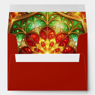 Decorative Red Green Holiday Envelope