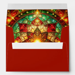 Decorative Red Green Holiday Envelope