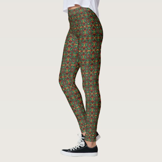Decorative Red Green Holiday Legging (Left)
