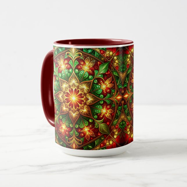 Decorative Red Green Holiday Mug (Front Left)