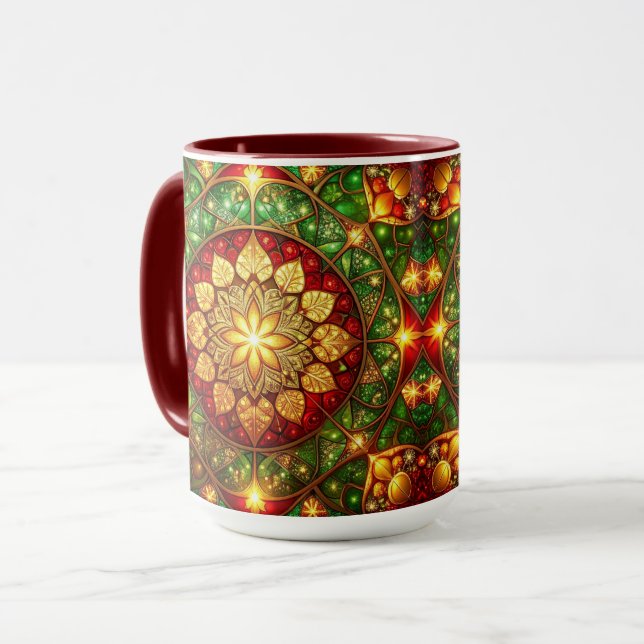 Decorative Red Green Holiday Mug (Front Left)