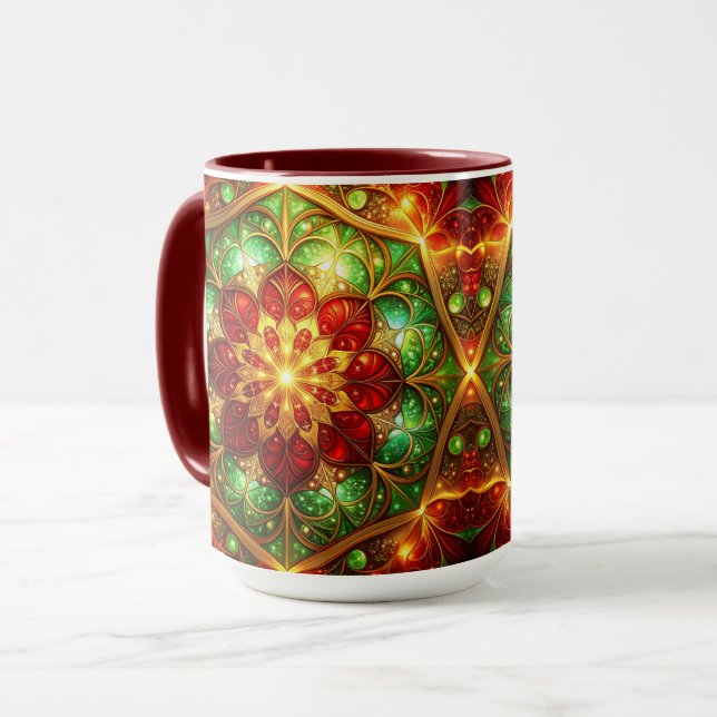 Decorative Red Green Holiday Mug (Front Left)
