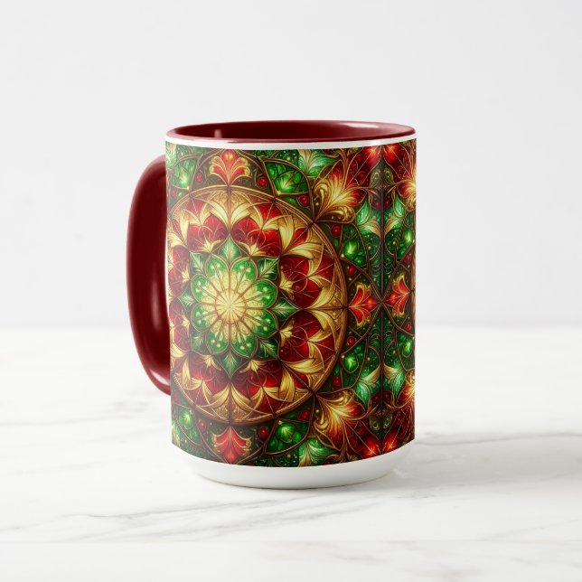 Decorative Red Green Holiday Mug (Front Left)