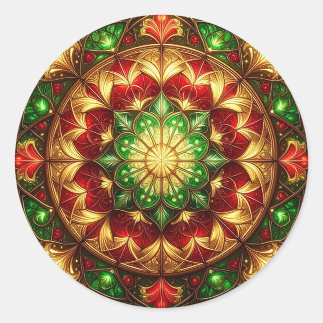 Decorative Red Green Holiday Sticker (Front)