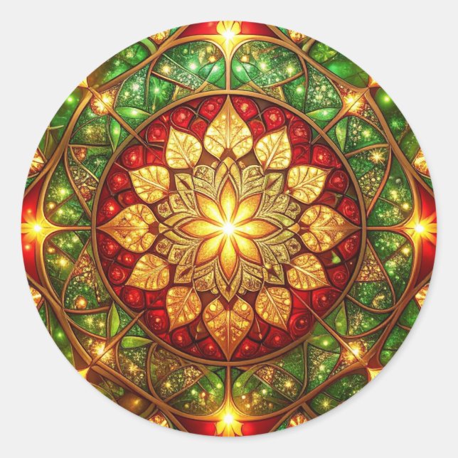 Decorative Red Green Holiday Sticker (Front)