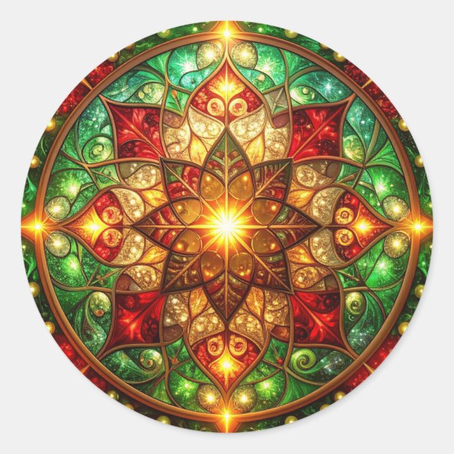 Decorative Red Green Holiday Sticker (Front)