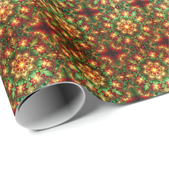 Decorative Red Green Holiday Wrapping Paper (Roll Corner)