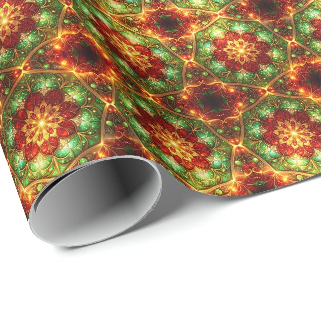 Decorative Red Green Holiday Wrapping Paper (Roll Corner)
