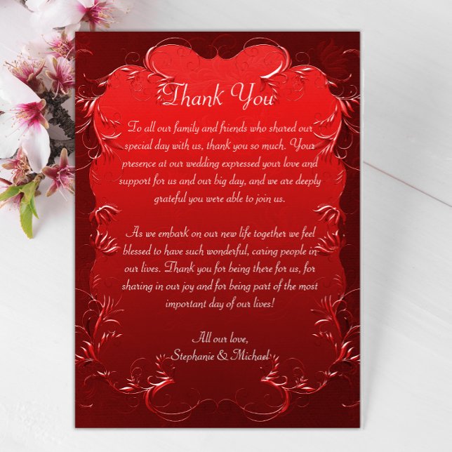 Decorative Red Wedding Thank You Card (Creator Uploaded)