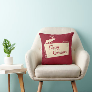 Decorative Red & White Christmas Tree  Cushion