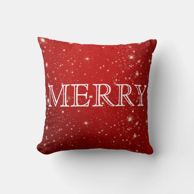 Decorative Red & White Merry Christmas Cushion (Front)