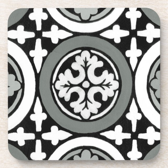 Decorative Renaissance Rosette Tile Design Coaster (Front)