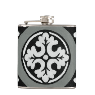 Decorative Renaissance Rosette Tile Design Hip Flask