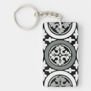 Decorative Renaissance Rosette Tile Design Key Ring
