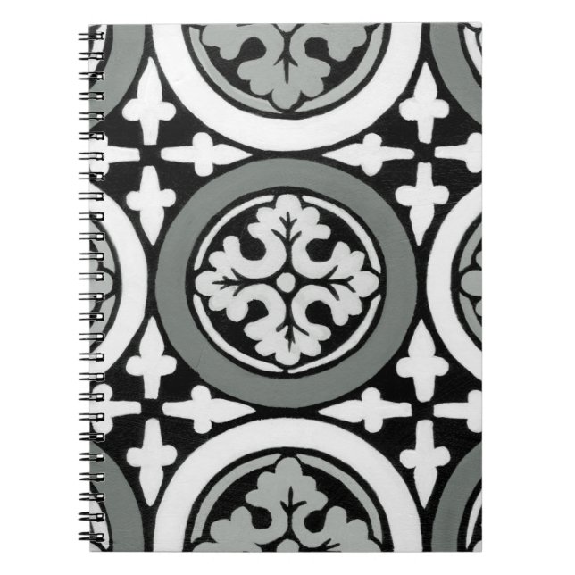 Decorative Renaissance Rosette Tile Design Spiral Notebook (Front)