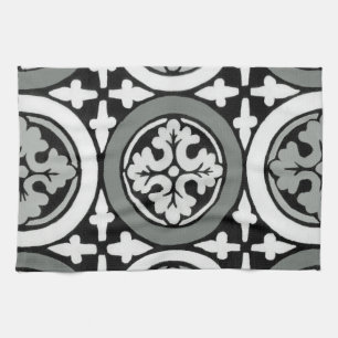 Decorative Renaissance Rosette Tile Design Tea Towel
